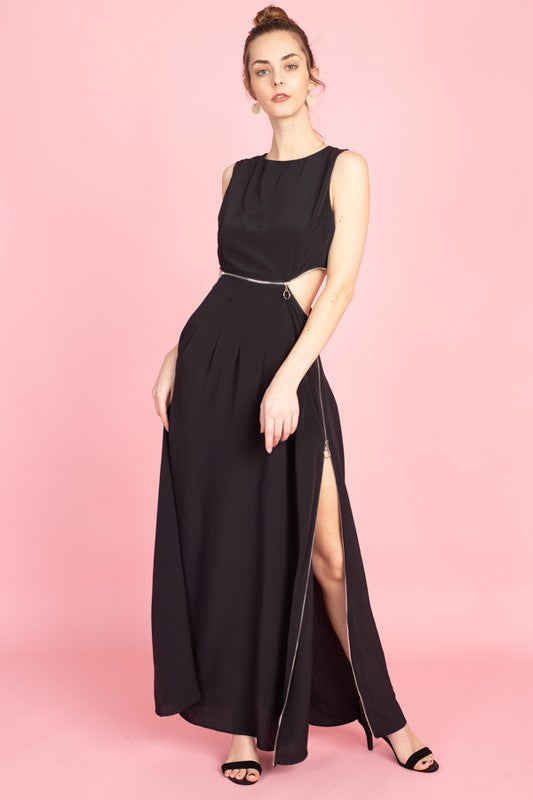 ZIPZIP DETAILS MAXI DRESS