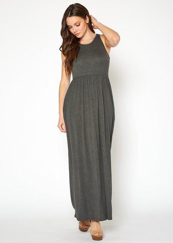 Sleeveless Pleated Maxi Dress