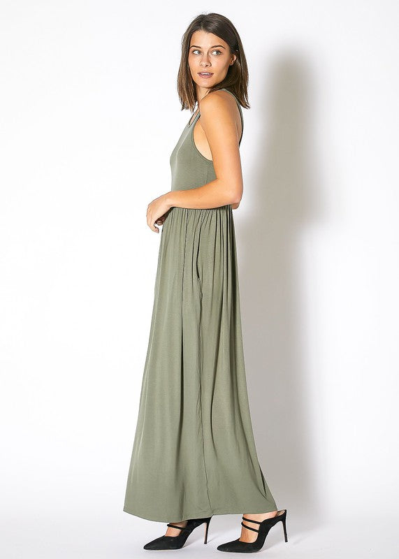 Sleeveless Pleated Maxi Dress
