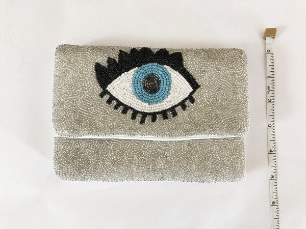 Blue Evil Eye Beaded Clutch Bag LMC 134