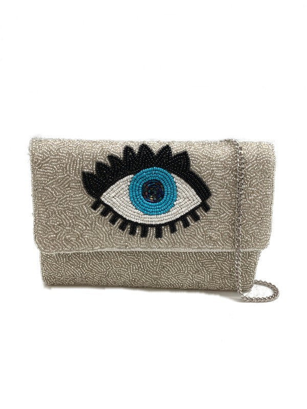 Blue Evil Eye Beaded Clutch Bag LMC 134