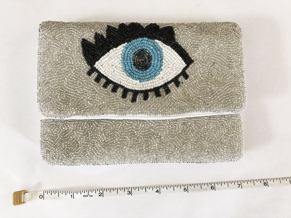 Blue Evil Eye Beaded Clutch Bag LMC 134