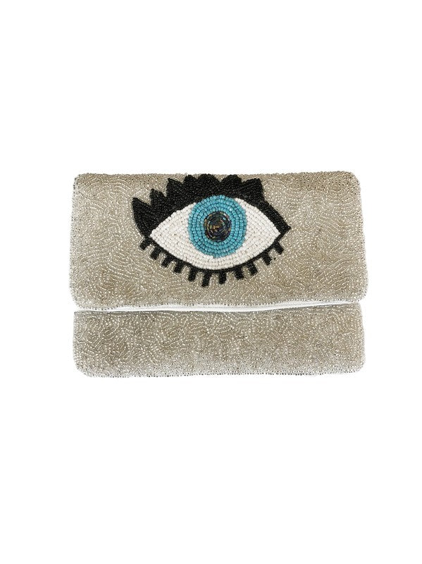 Blue Evil Eye Beaded Clutch Bag LMC 134