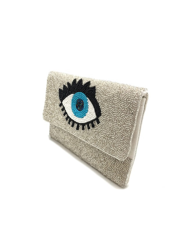 Blue Evil Eye Beaded Clutch Bag LMC 134