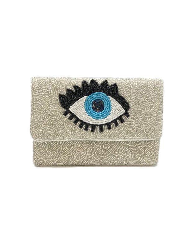 Blue Evil Eye Beaded Clutch Bag LMC 134