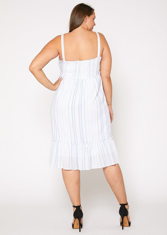 PLUS SIZE Tie Front Hem Midi Dress