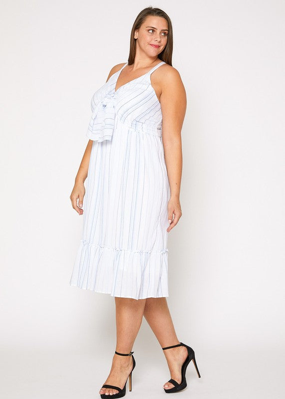 PLUS SIZE Tie Front Hem Midi Dress