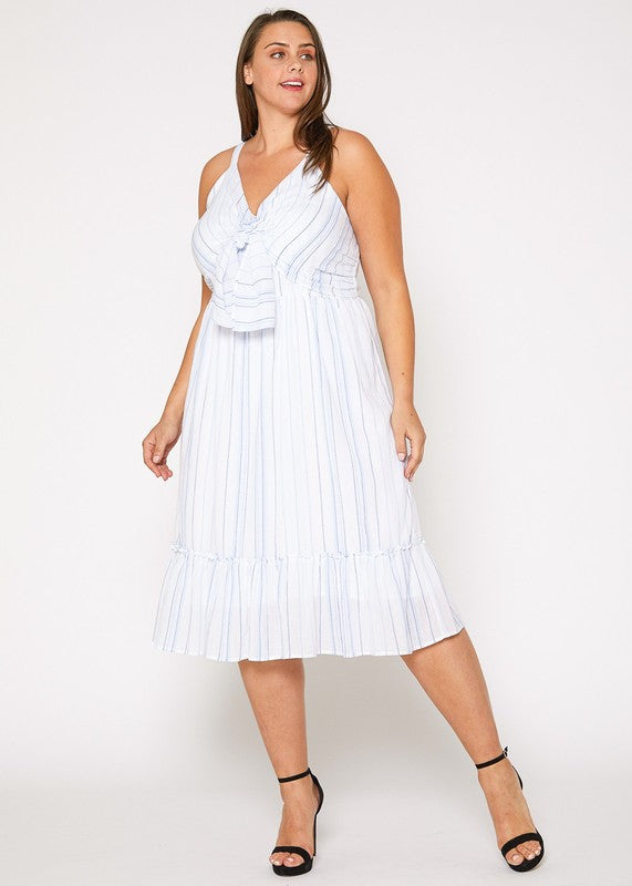 PLUS SIZE Tie Front Hem Midi Dress