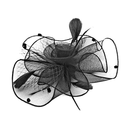 A Fascinator Hat Mesh Ribbon Feathers Gatsby