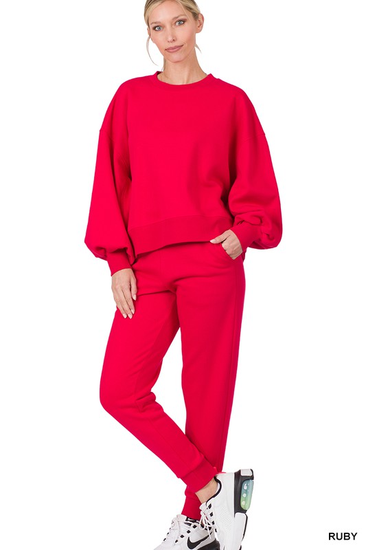 BALLOON SLEEVE SWEATSHIRT & SWEATPANTS SET