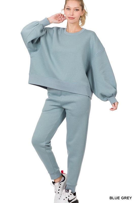 BALLOON SLEEVE SWEATSHIRT & SWEATPANTS SET