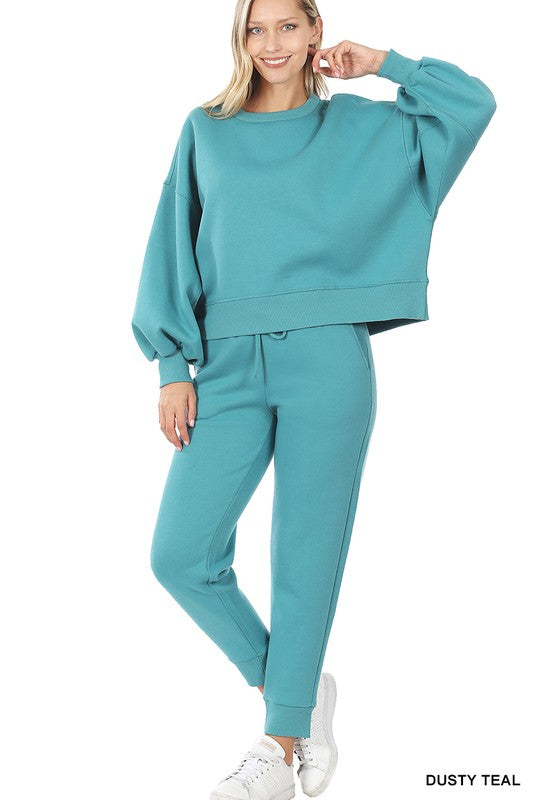 BALLOON SLEEVE SWEATSHIRT & SWEATPANTS SET