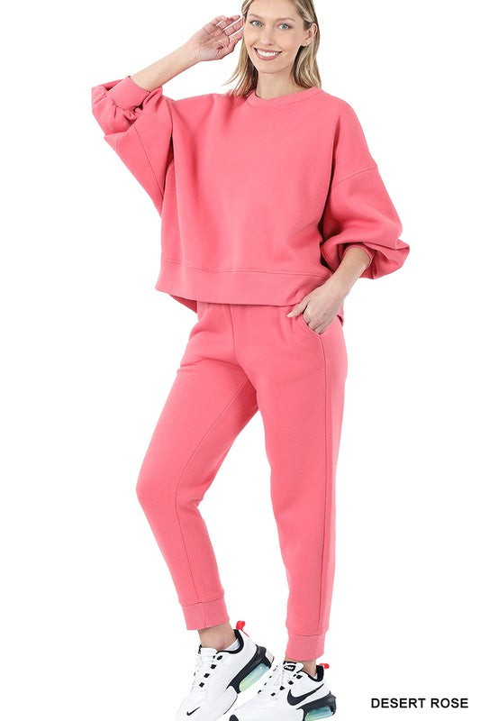 BALLOON SLEEVE SWEATSHIRT & SWEATPANTS SET