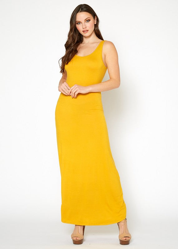 Womens Sleeveless Scoop Neck Maxi Dress