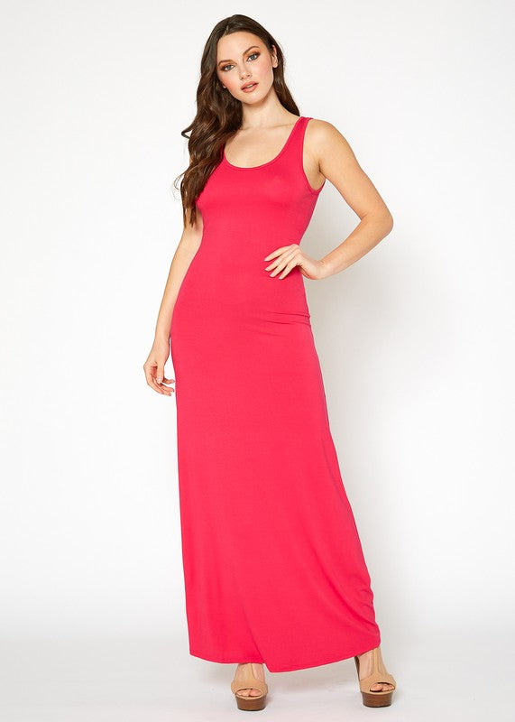 Womens Sleeveless Scoop Neck Maxi Dress