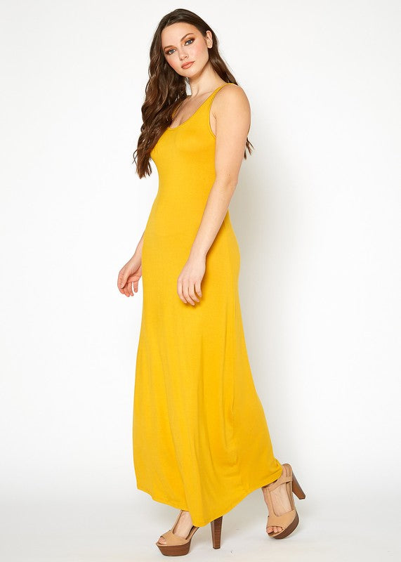 Womens Sleeveless Scoop Neck Maxi Dress