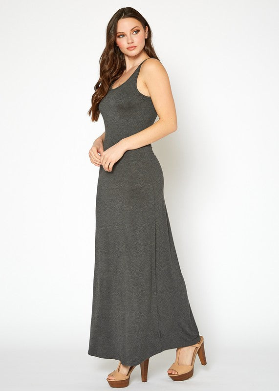 Womens Sleeveless Scoop Neck Maxi Dress