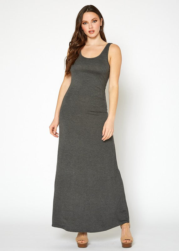 Womens Sleeveless Scoop Neck Maxi Dress