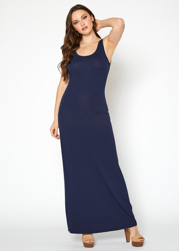 Womens Sleeveless Scoop Neck Maxi Dress