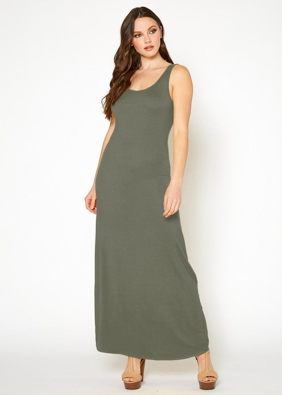 Womens Sleeveless Scoop Neck Maxi Dress