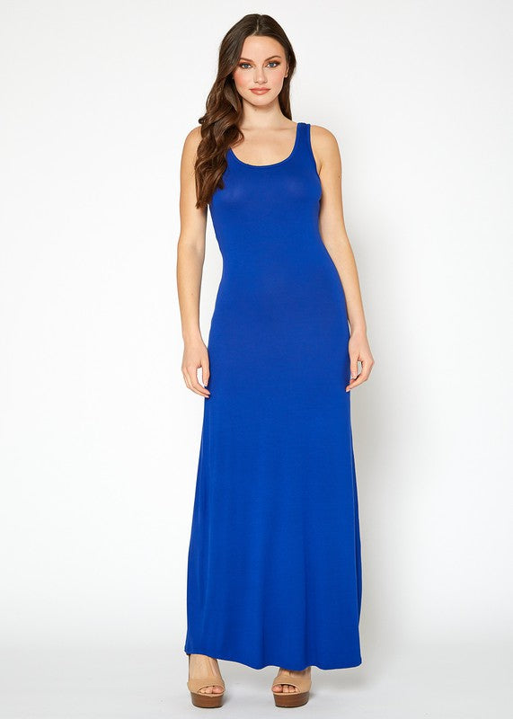 Womens Sleeveless Scoop Neck Maxi Dress