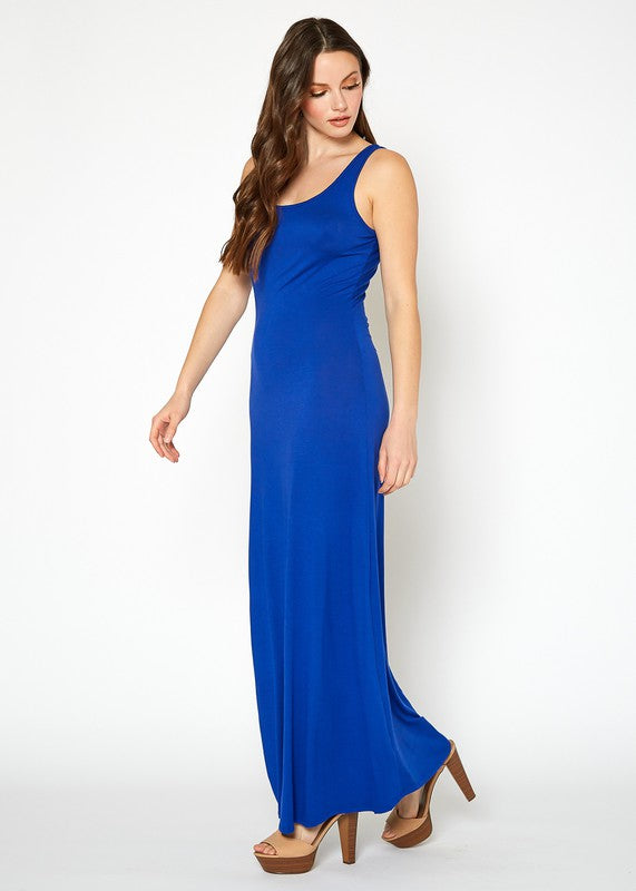 Womens Sleeveless Scoop Neck Maxi Dress