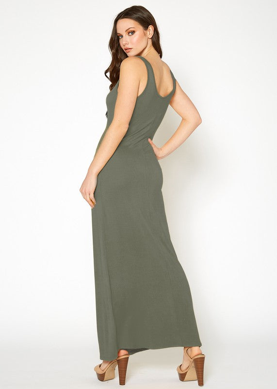 Womens Sleeveless Scoop Neck Maxi Dress