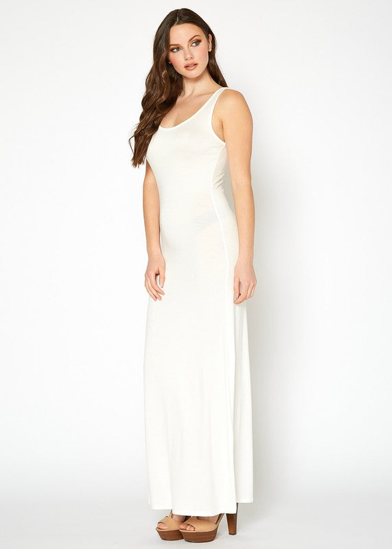 Womens Sleeveless Scoop Neck Maxi Dress