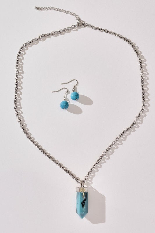 BLUE STONE NECKLACE SET