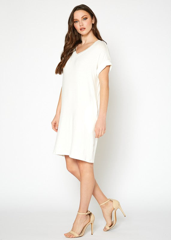 Womens Round Neck T Shirt Dress With Pocket