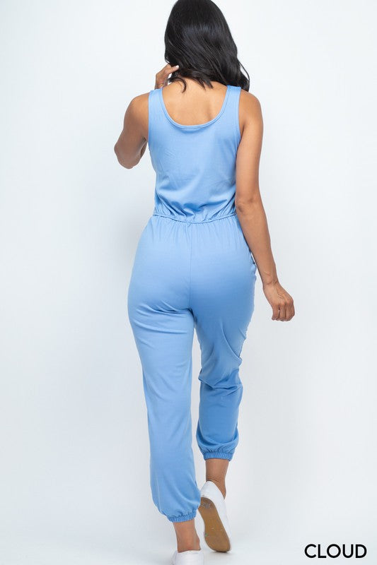 Elasticized Waist Jogger Jumpsuit