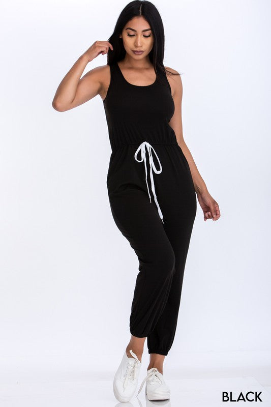 Elasticized Waist Jogger Jumpsuit