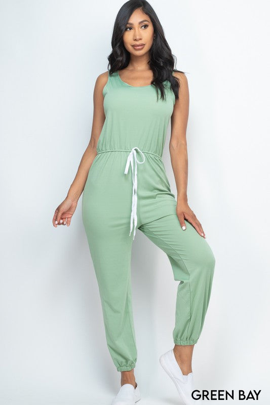Elasticized Waist Jogger Jumpsuit