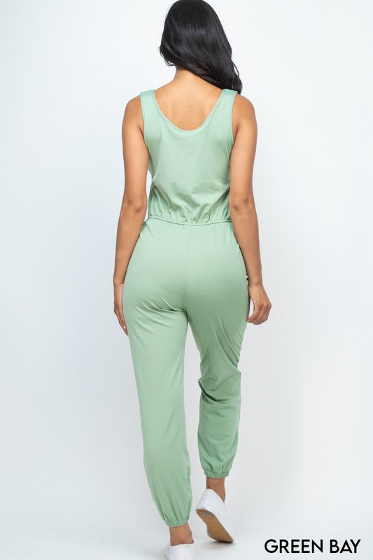 Elasticized Waist Jogger Jumpsuit