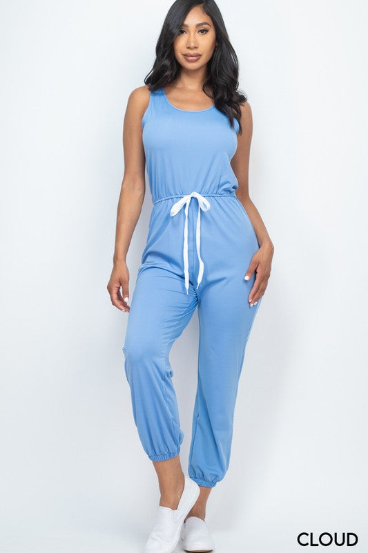 Elasticized Waist Jogger Jumpsuit