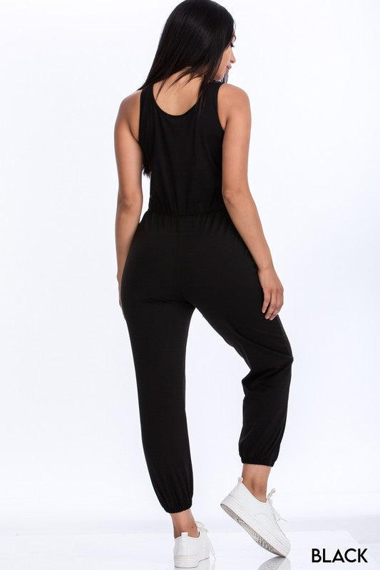 Elasticized Waist Jogger Jumpsuit