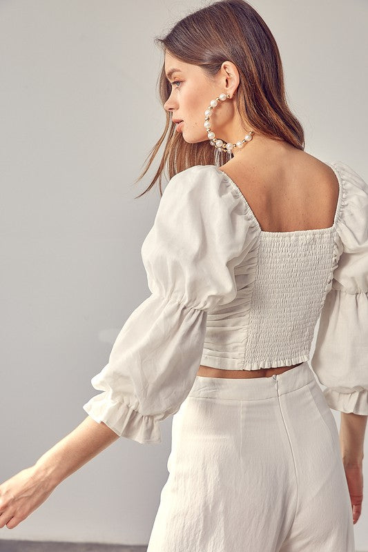 RUFFLE RUCHED FRONT TOP