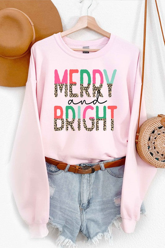 BRIGHT LEOPARD CHRISTMAS GRAPHIC SWEATSHIRT