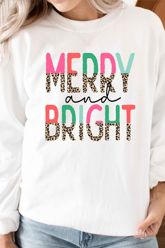 BRIGHT LEOPARD CHRISTMAS GRAPHIC SWEATSHIRT