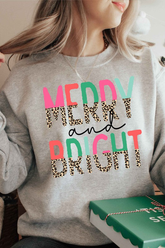 BRIGHT LEOPARD CHRISTMAS GRAPHIC SWEATSHIRT