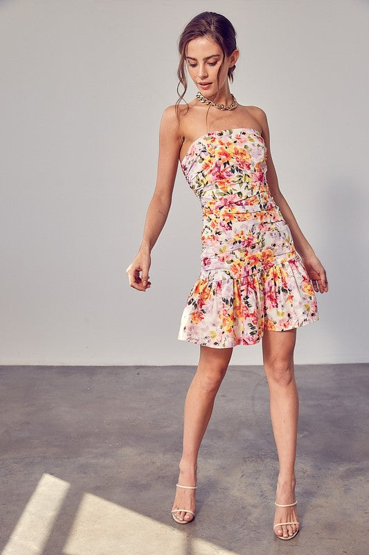 TUBE FLOWER PRINT DRESS