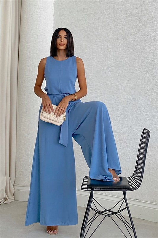 Wide Leg Jumpsuit Powder Blue