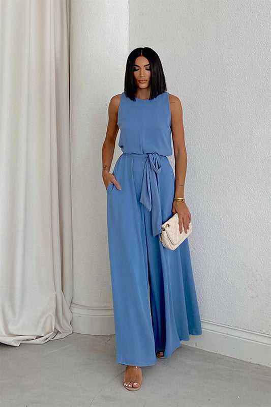 Wide Leg Jumpsuit Powder Blue