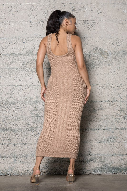 HEAVY SWEATER LONG BODYCON DRESS