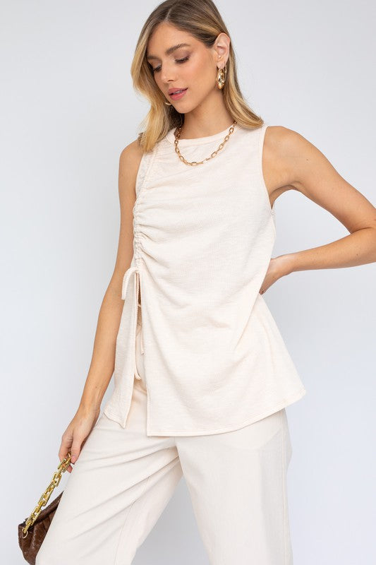 SLEEVELESS RUCHING TOP