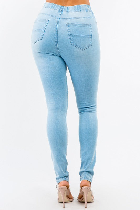 PLUS SIZE HIGH WAIST DISTRESSED MOTO JOGGERS