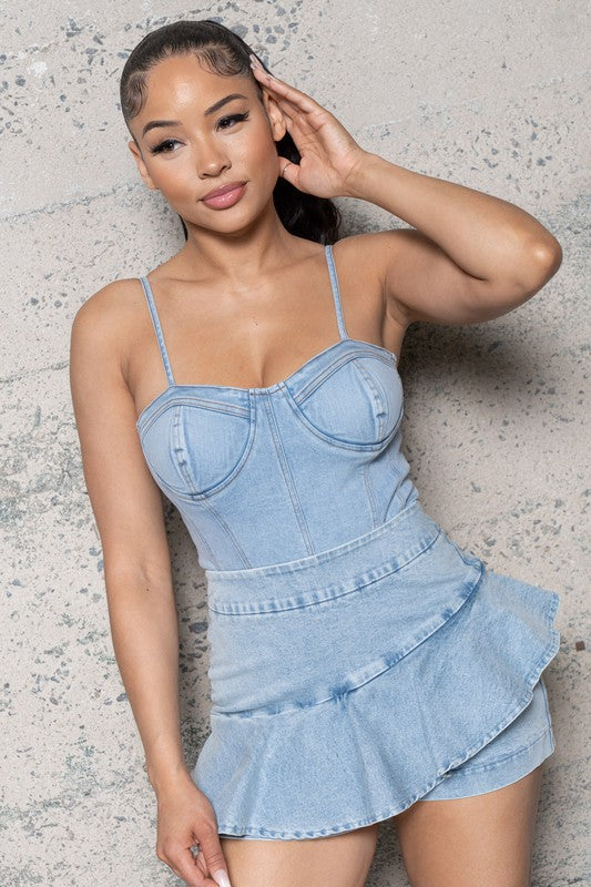 STRETCHY DENIM BODYSUIT