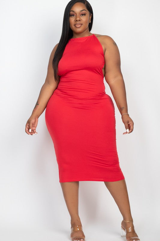 Plus Size Open Back Crisscross Maxi Dress