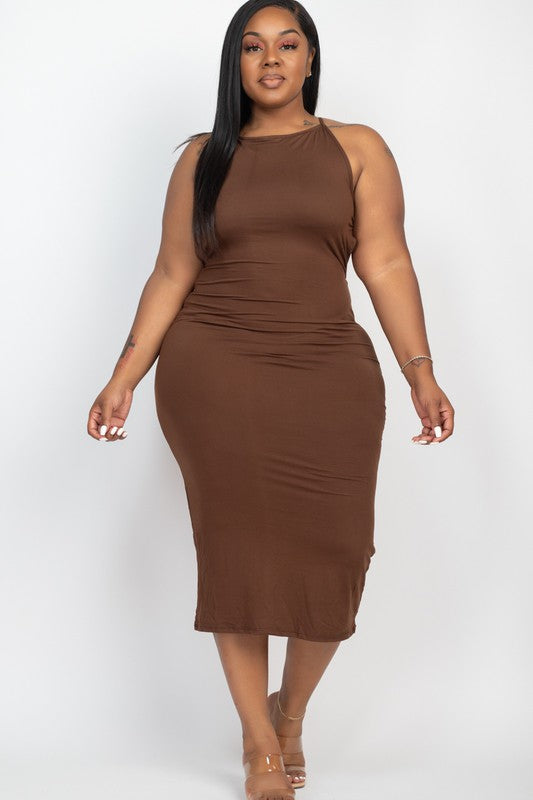 Plus Size Open Back Crisscross Maxi Dress