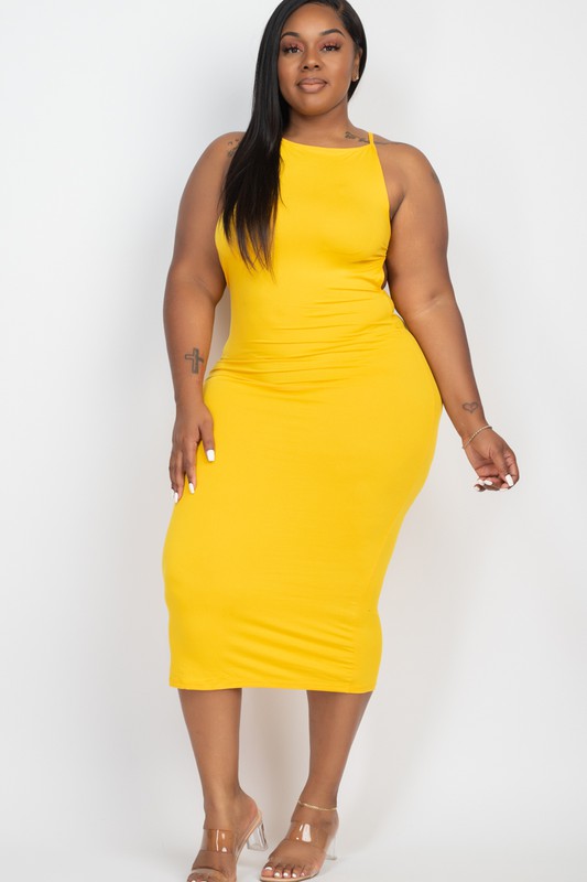 Plus Size Open Back Crisscross Maxi Dress